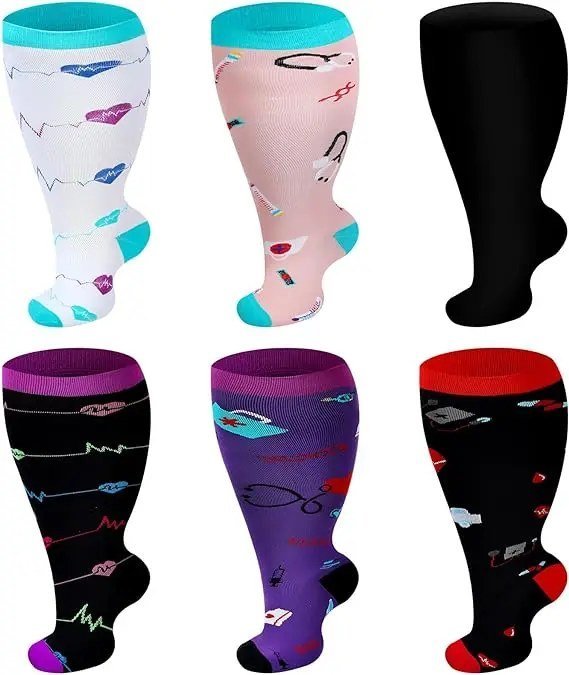 Plus Size Shift Print Compression Socks
